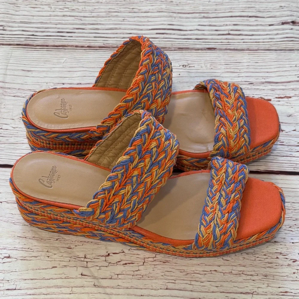 CASTANER Querima Espadrille Wedge Sandals in Naranja Multi Sz 40 Sz 10